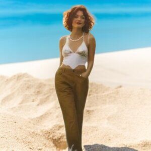 Lauren Jeans Company Warm Mocha Zipper Front Pocket Pants Size 8  (NWT)